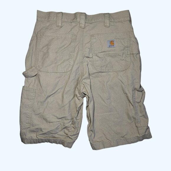 Carhartt Loose Fit Canvas Utility Work Shorts Mens 32 B147 Carpenter Baggy Tan - Picture 5 of 8